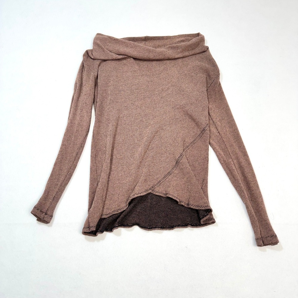 Cut Loose Distressed Knit Cowl Neck Long‎ Sleeve Shirt Women Size S Made in USA